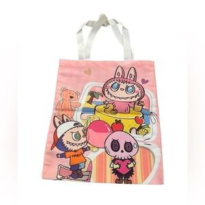 Cute Pink nylon Tote Bag with monster Cartoon Characters